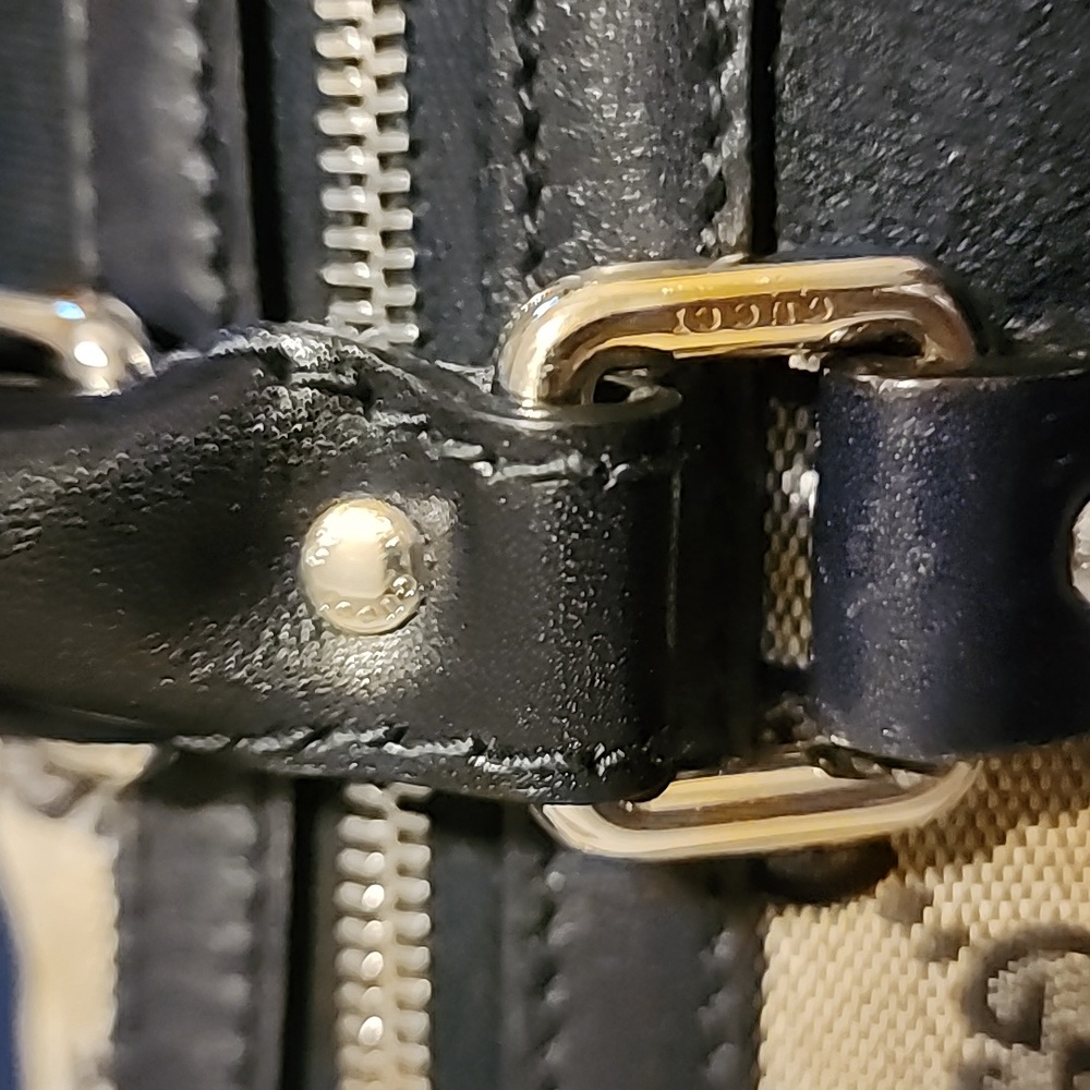 Gucci Blue and Red Stripe Monogram Bag - Picture 8 of 16